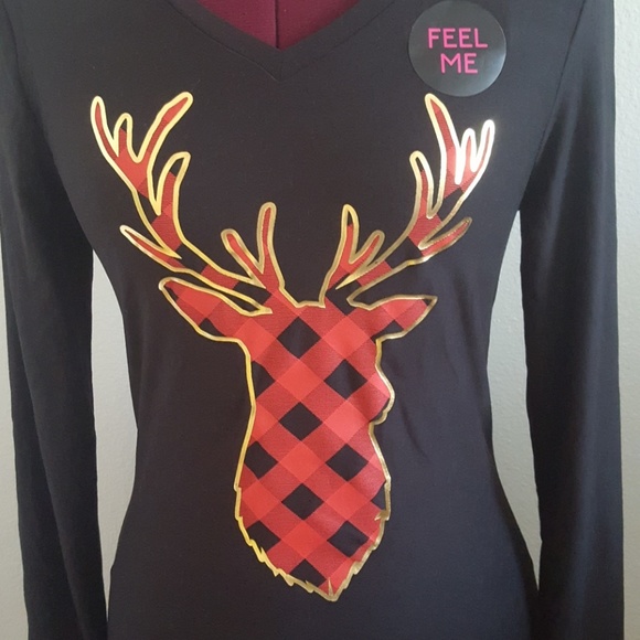 Holiday Reindeer Long Sleeve Top Soft Size Medium - Picture 2 of 4